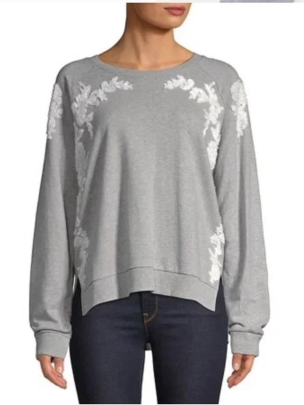 Lucky Brand Embroidered Crewneck Pullover Sweatshirt Sz Large
